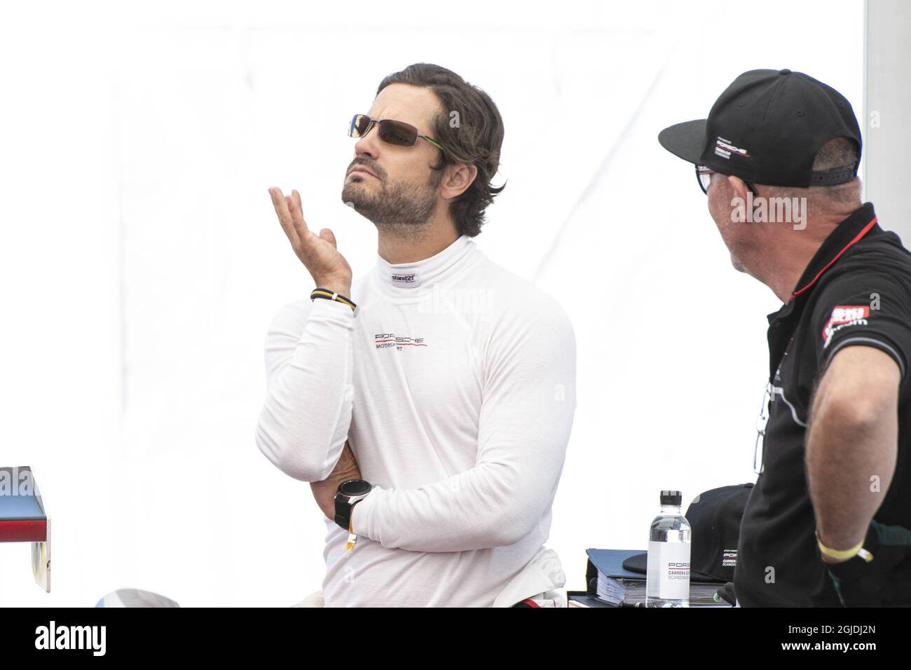 KARLSKOGA 2020-08-15 il principe Carl Philip compete nella Porsche Carrera Cup Scandinavia alla Gellerasen Arena il 15 agosto 2020. Foto: Tommy Pedersen / TT / kod 10650 Foto Stock