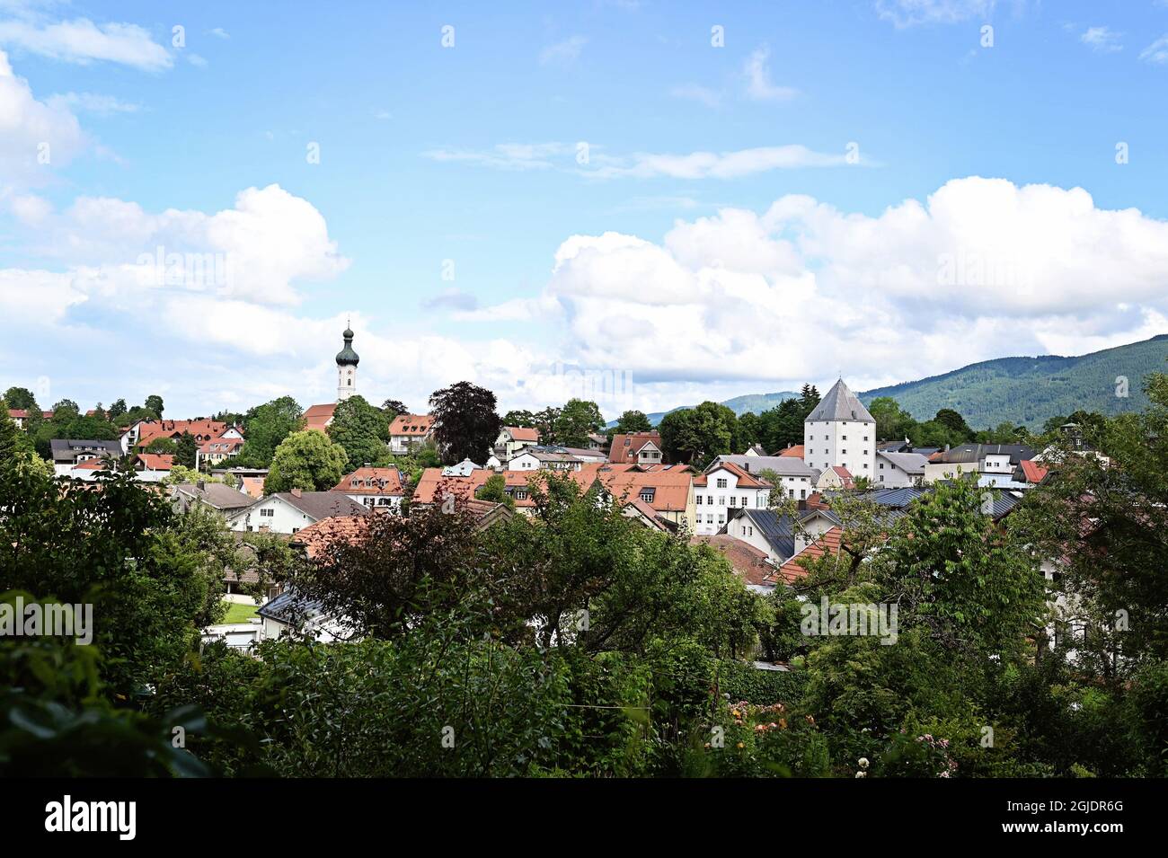 Vista di Bad Tölz, Germania Foto Stock