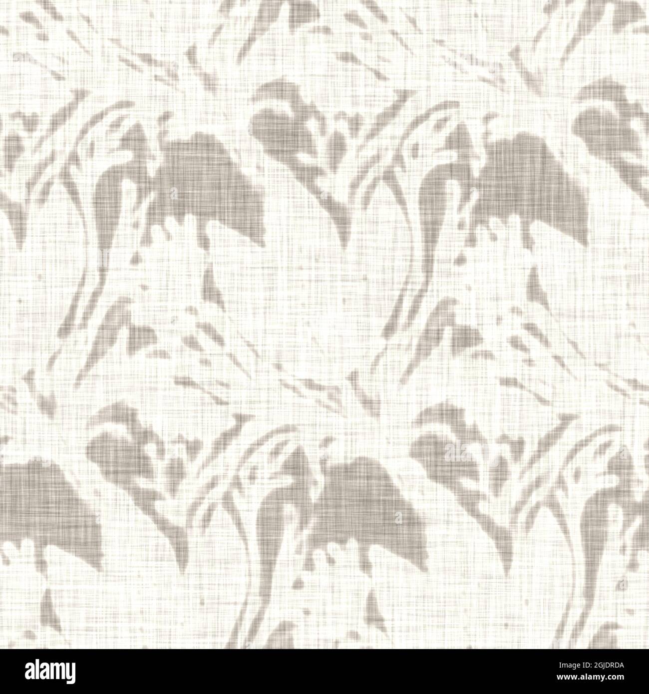 Tessuto di lino con motivo floreale grigio disegnato a mano. Capricci da giardino senza cuciture. Moderna primavera doodle floreale natura tessuto per arredamento casa. Botanico Foto Stock