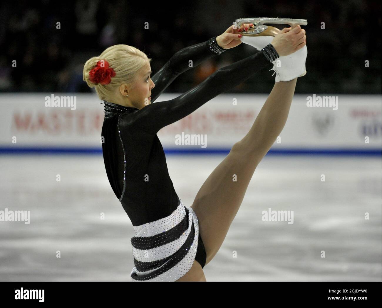 Kiira Korpi in Finlandia svolge la sua routine nel breve programma femminile del World Figure Skating Championships a Gothenburg, Svezia. Foto Stock