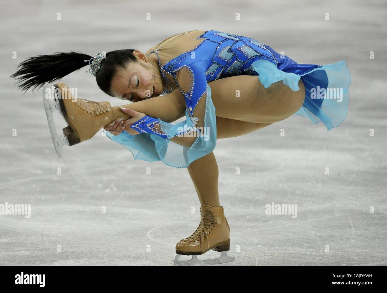 Il giapponese Miki Ando esegue la sua routine nel breve programma femminile del World Figure Skating Championships di Gothenburg, Svezia. Foto Stock