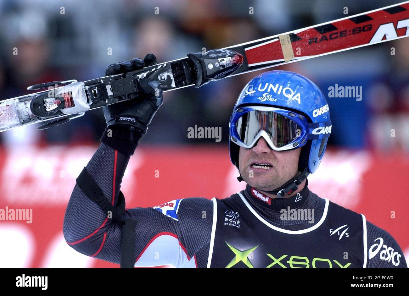 Stephan Eberharter d'Austria ha vinto la Mens Super-G. Foto Stock