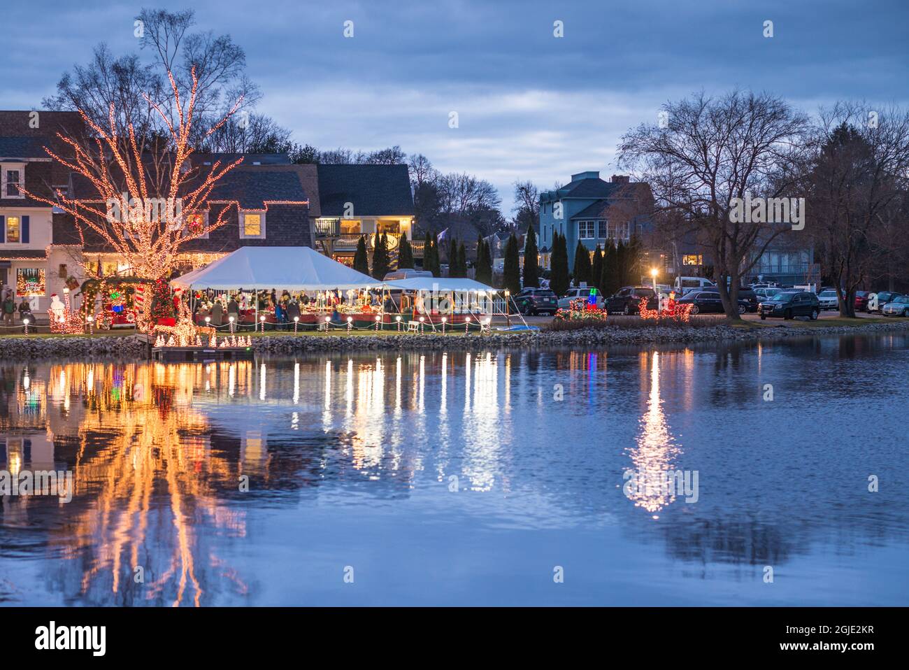 USA, Maine, Kennebunkport. Fiera di Natale al mare Foto Stock