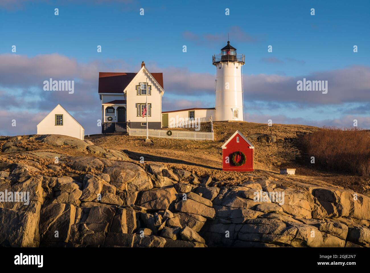 USA, Maine, York Beach. Faro Nubble Light Foto Stock