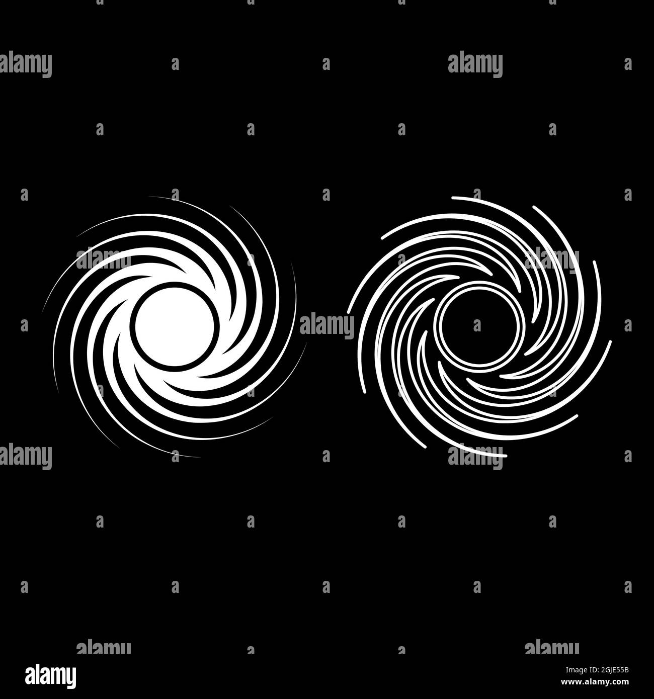 Foro nero spirale forma vortex portale icona colore bianco vettore illustrazione stile piatto semplice immagine set Illustrazione Vettoriale