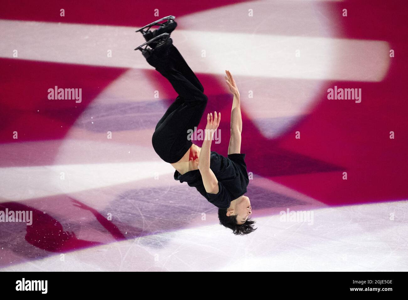 Nathan Chen degli Stati Uniti durante la Gala Exhibition al campionato mondiale di pattinaggio a figure ISU di Stoccolma, Svezia, 28 marzo 2021. Foto Jessica Gow / TT kod 10070 Foto Stock