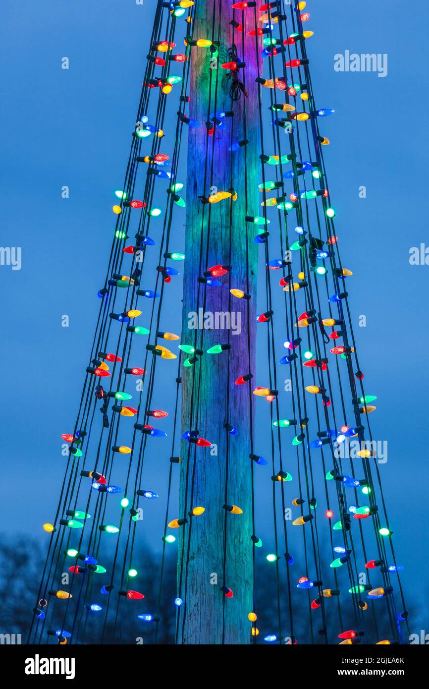 USA, Massachusetts, Rowley. Decorazioni dell'albero di Natale del villaggio. Foto Stock