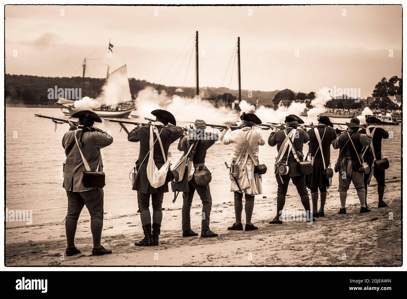 USA, New England, Massachusetts, Cape Ann, Gloucester, riattori della battaglia di Gloucester, 8-9 agosto 1775, la battaglia convinse gli americani di Th Foto Stock