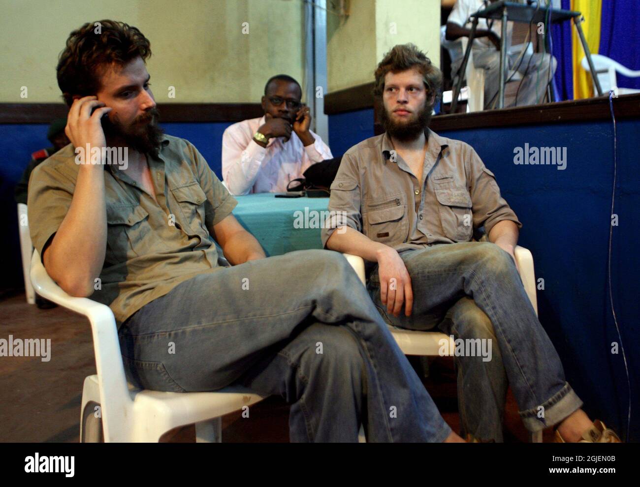Il norvegese Tjostolv Moland e Giosuè francesi, processati per omicidio a Kisangani, in Congo, sono stati condannati a morte. Foto Stock