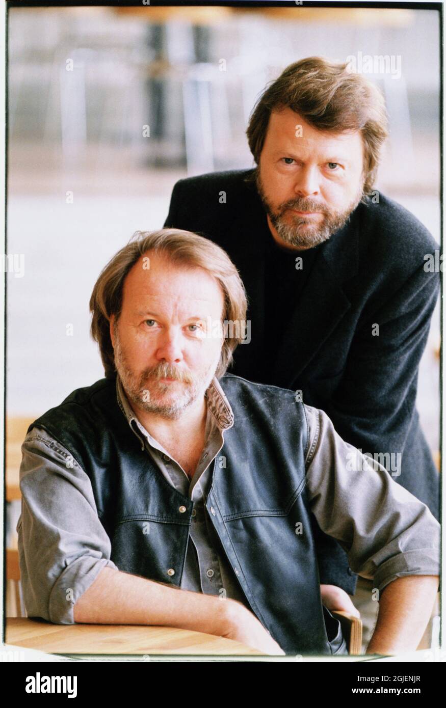 Bjorn Ulvaeus e Benny Andersson membri del gruppo pop svedese Abba. Foto Stock