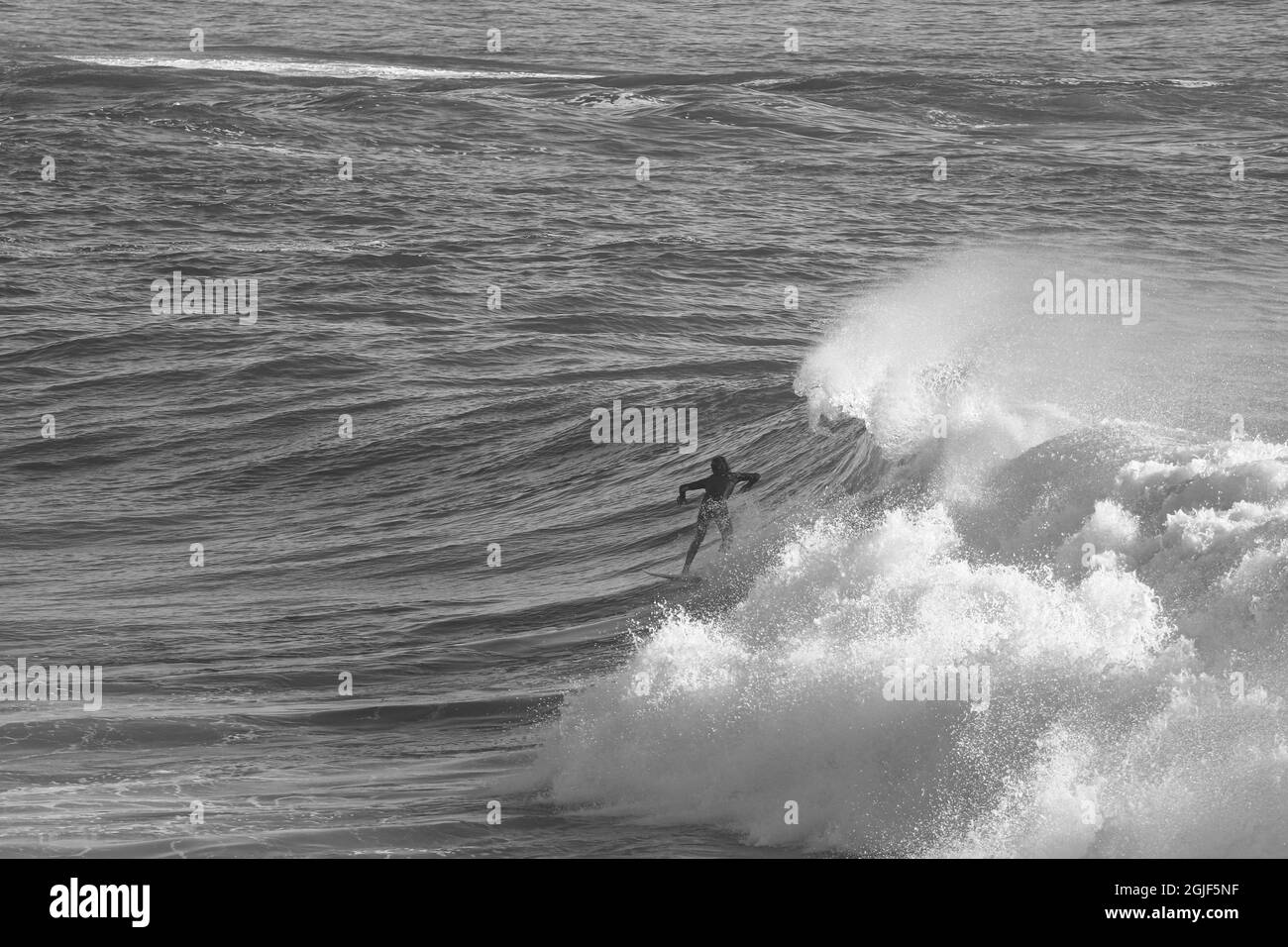 Surfer su una grande onda perfetta Foto Stock