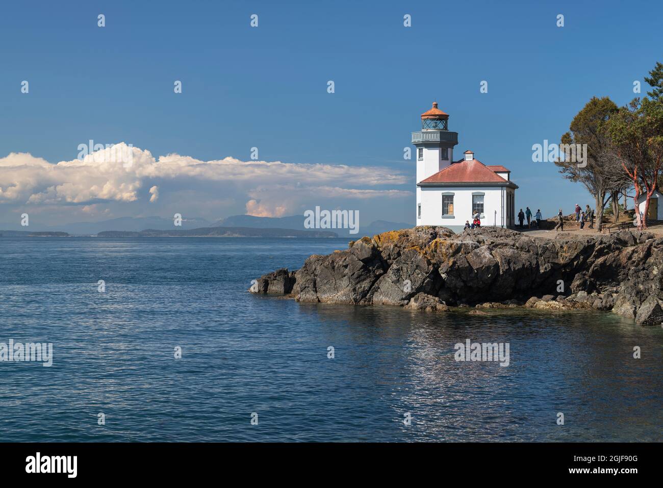 Lime Kiln Lighthouse, Lime Kiln Point state Park, San Juan Island, Washington state Foto Stock