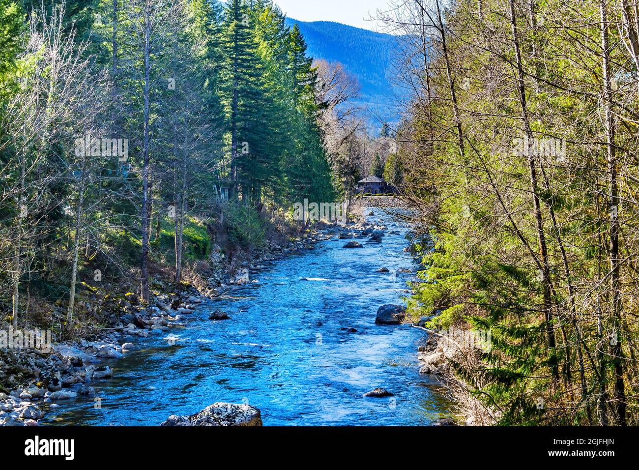 South Fork, Snoqualmie River, Snoqualmie Valley Trail, North Bend, Washington state. Foto Stock