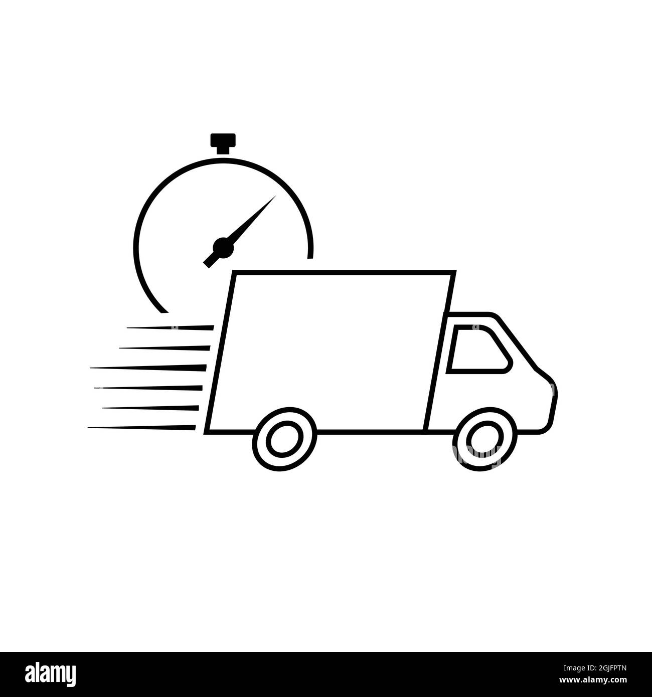 Icona vettore di consegna rapida con veicolo e timer. Illustrazione vettoriale Illustrazione Vettoriale
