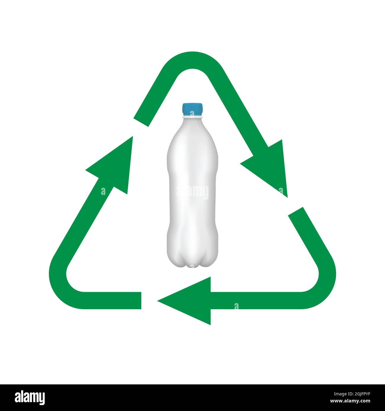 Icona della linea vettoriale del flacone di plastica di riciclo. Logo isolato su sfondo bianco. Illustrazione Vettoriale