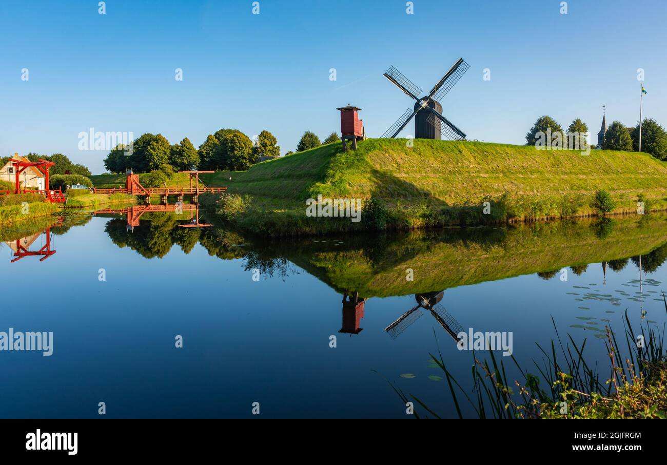 Paesaggio del forte Bourtange, storico villaggio turistico olandese in provincia di Groningen Foto Stock