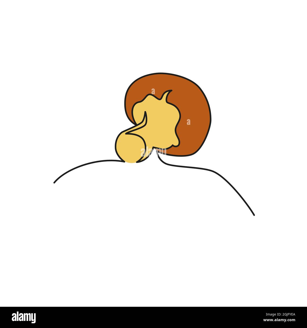 Una linea continua che disegna funghi vegetali, isolati su sfondo bianco. Concetto di cibo sano. Illustrazione Vettoriale