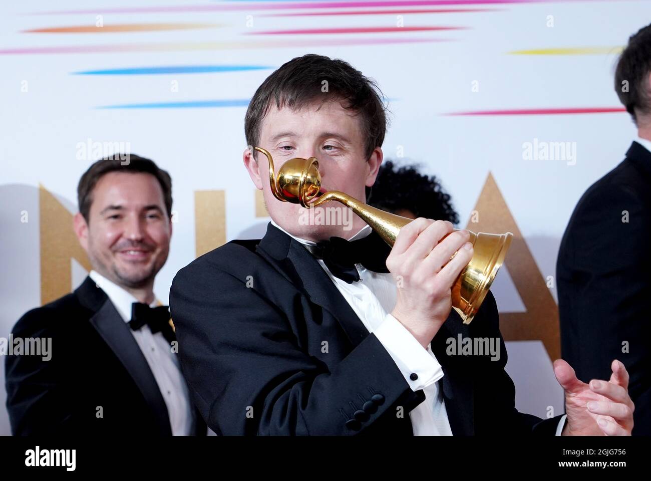 Tommy Jessop nella sala stampa dopo aver vinto lo Special Recognition Award for Line of Duty ai National Television Awards 2021 tenutisi alla O2 Arena di Londra. Data foto: Giovedì 9 settembre 2021. Foto Stock