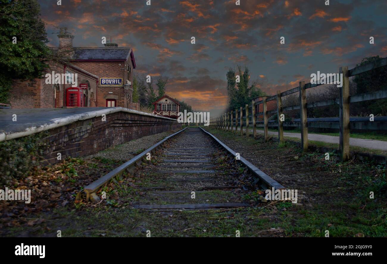 Stazione pre-beeching non utilizzata. Hadlow Road, Wirral Merseyside Foto Stock