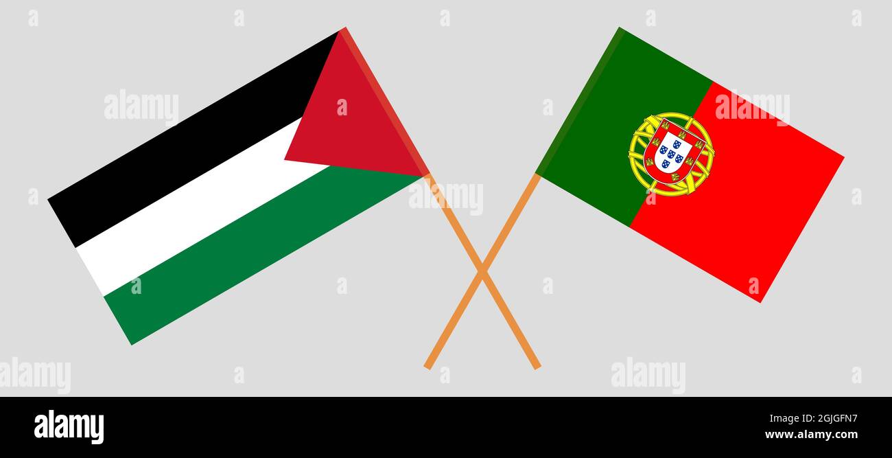 Bandiere incrociate di Palestina e Portogallo Illustrazione Vettoriale