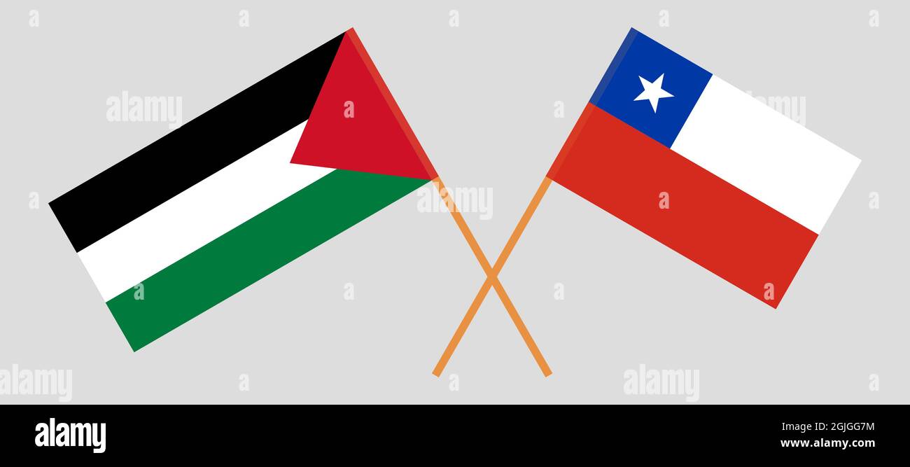 Bandiere incrociate di Palestina e Cile Illustrazione Vettoriale