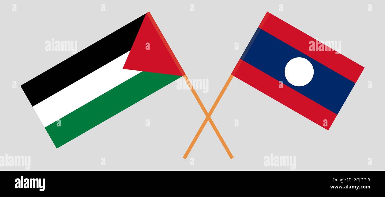 Bandiere incrociate di Palestina e Laos Illustrazione Vettoriale