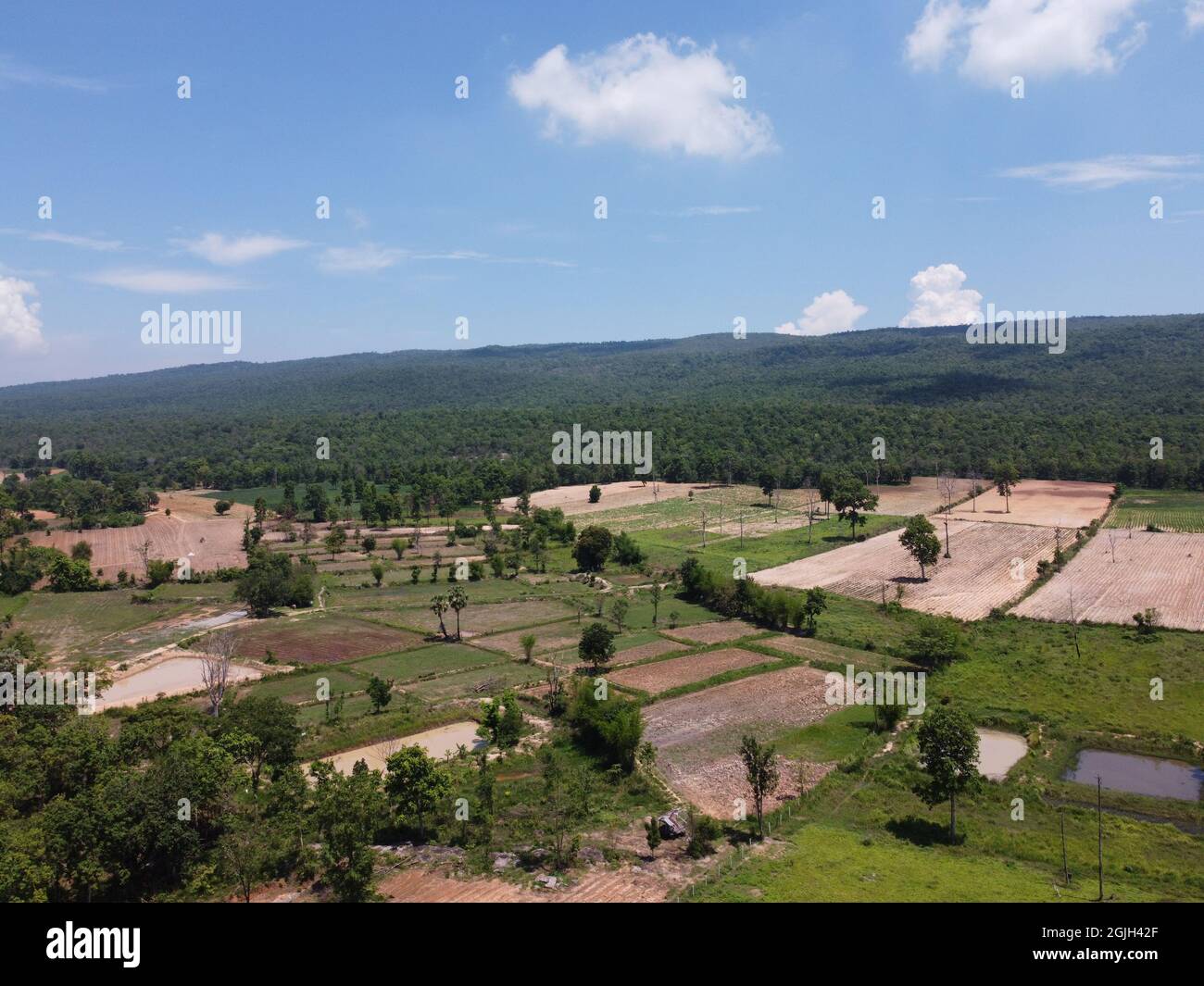 Terreni agricoli di montagna in Thailandia rurale, fotografia di paesaggio, fotografia di drone Foto Stock