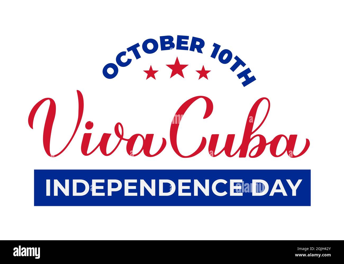 Poster tipografico del giorno dell'indipendenza di Cuba. Festa cubana celebrata il 10 ottobre. Modello vettoriale per banner, biglietti d'auguri, volantini, ecc. Illustrazione Vettoriale