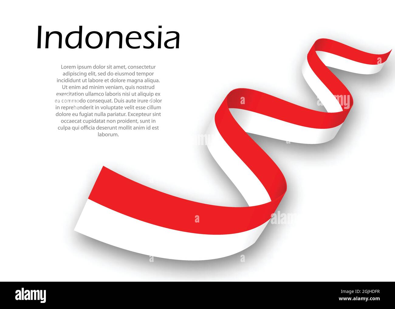 Sventolando in nastro o banner con bandiera di Indonesia. Modello per il giorno di indipendenza il design di poster Illustrazione Vettoriale