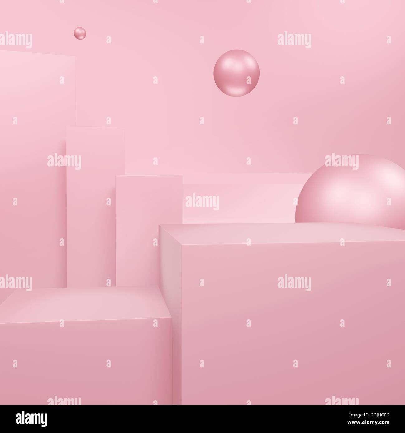 3D rosa dolce bella geometria oggetti decorazione per prodotti montaggio spazio pubblicità sfondo. Foto Stock