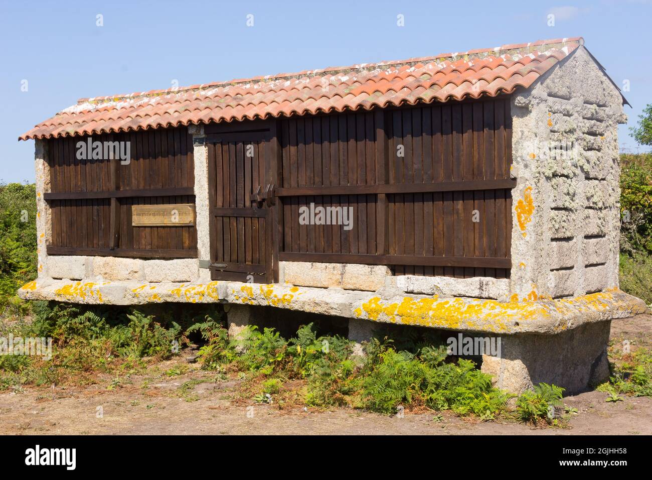 Costruire sollevato dal suolo per immagazzinare grano e prevenire l'umidità e piccoli roditori di rovinare la produzione. Questo tipo di edificio si trova a Gali Foto Stock