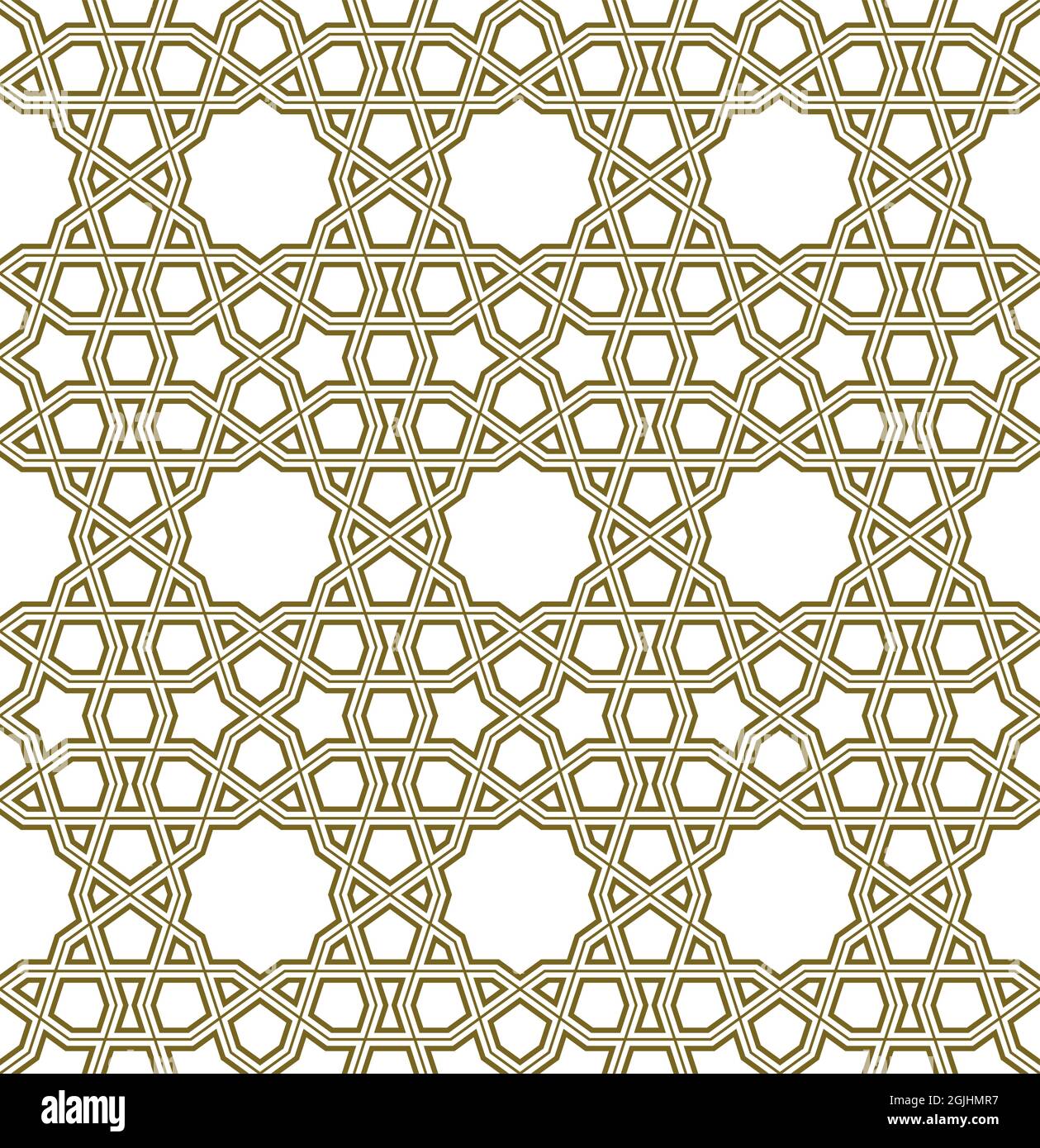 Ornamento geometrico senza cuciture basato su arte islamica tradizionale.ottimo design per tessuto, tessuto, copertina, carta da imballaggio, sfondo.linee contornate. Illustrazione Vettoriale