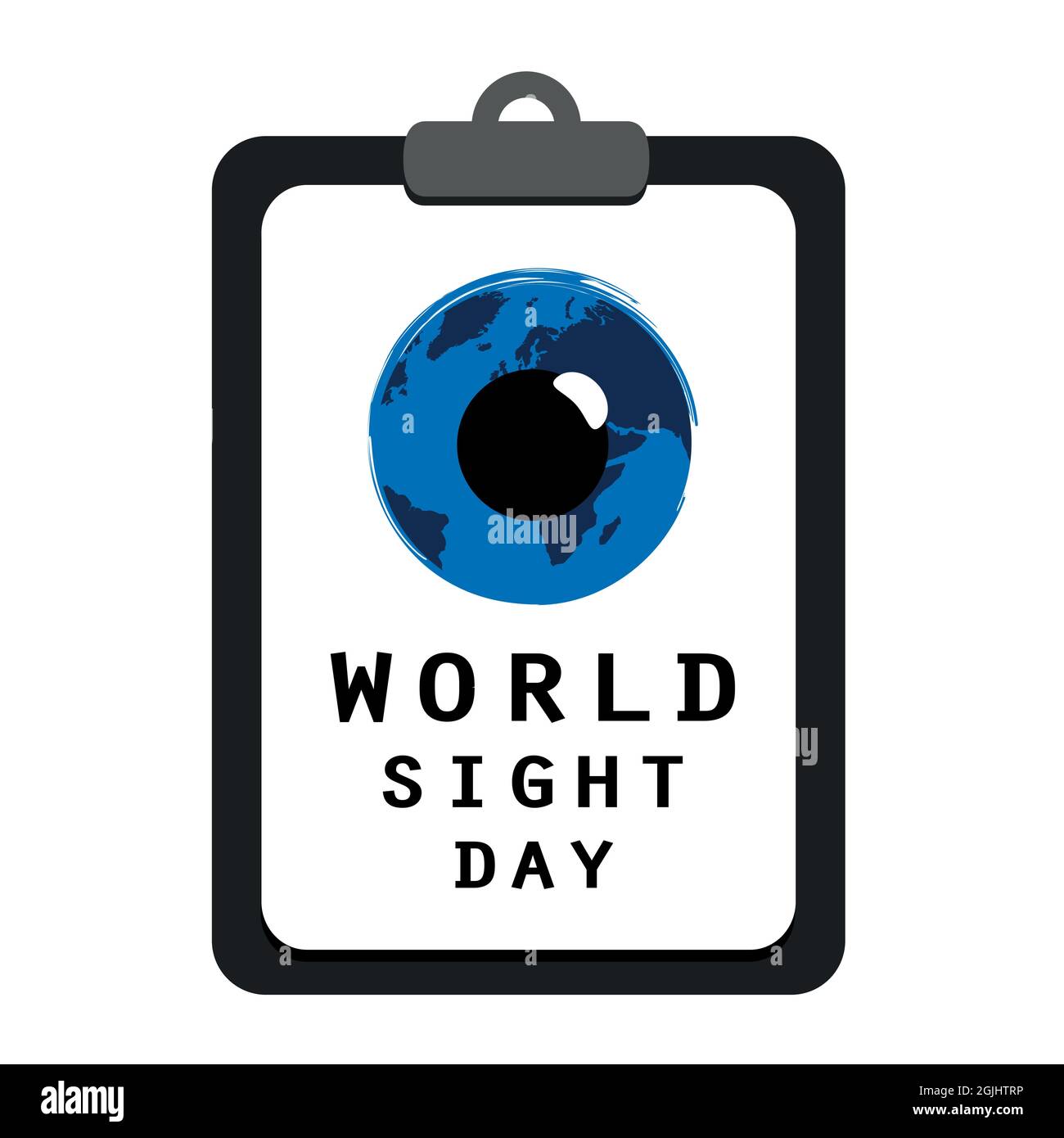 world sight day blue eye su una clipboard con test di visione Illustrazione Vettoriale