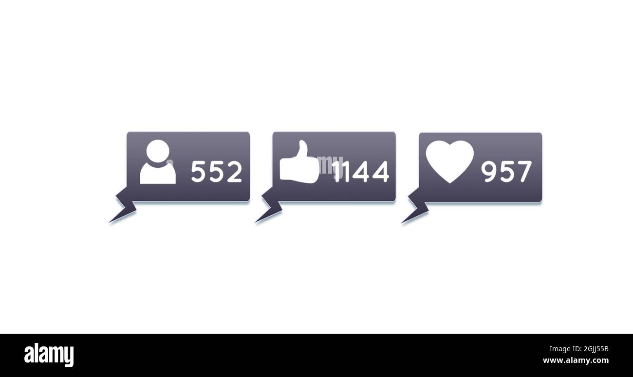 Icone dei social media con Numbers 4k Foto Stock