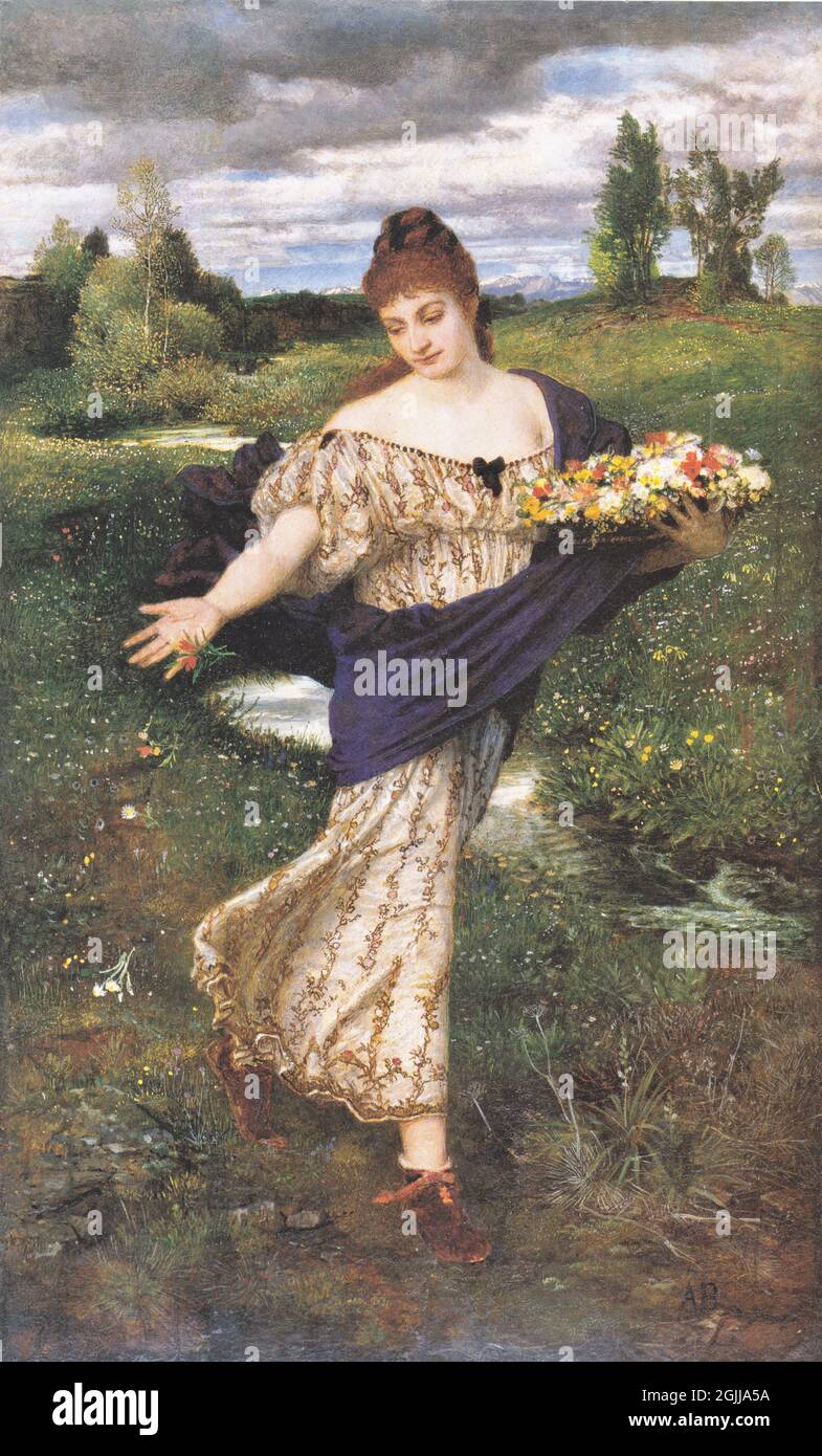 Arnold Böcklin artwork - Flora Scattering Flowers - Flora, Blumen streuend - 1875 Foto Stock