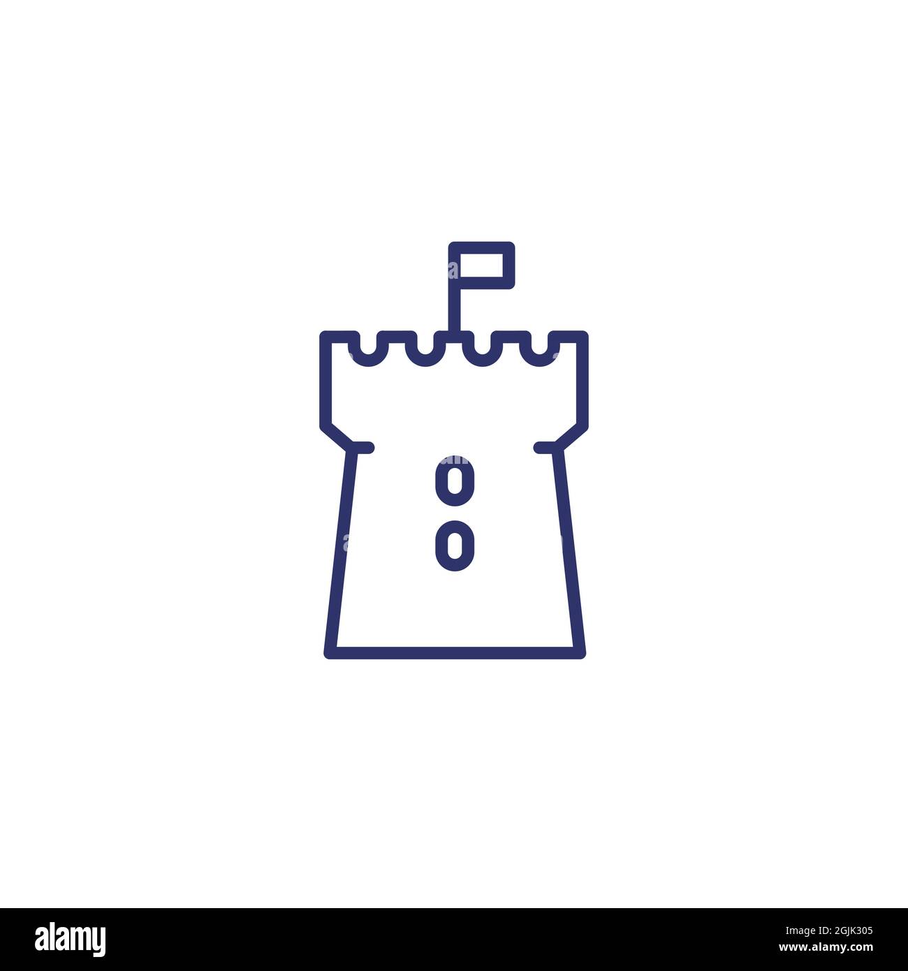 icona della linea fortezza o fortezza bianca Illustrazione Vettoriale