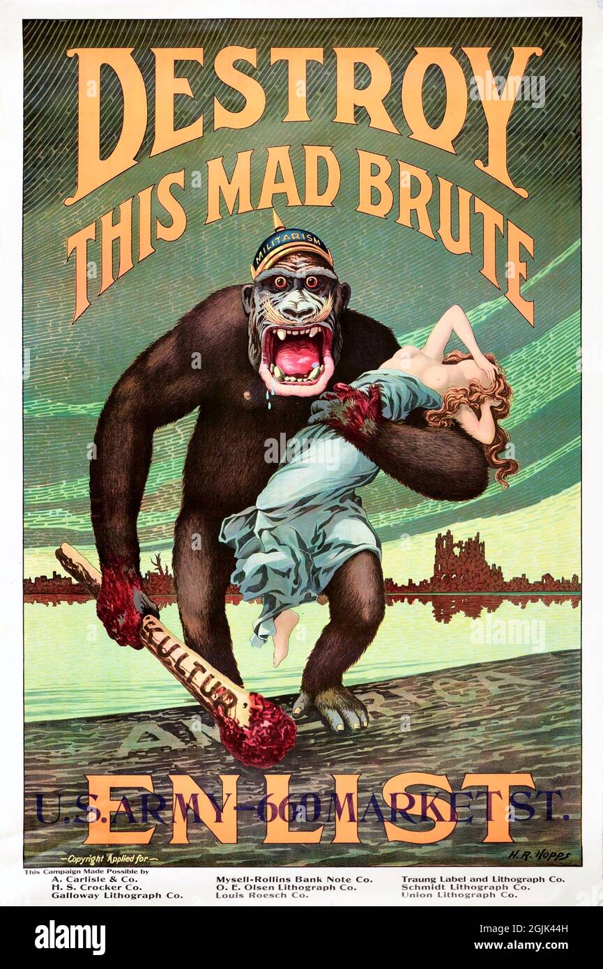 Poster 'Destroy this Mad Brute - enlist' WWI Foto Stock