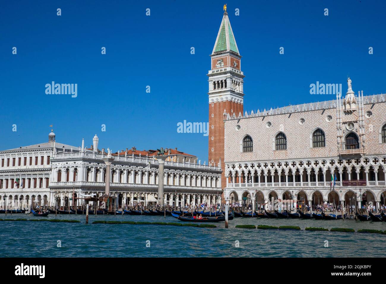 Vista su Piazza San Marco dall'altra parte della laguna di Venezia. Napooleon lo ha definito " il salotto d'Europa ". Foto Stock