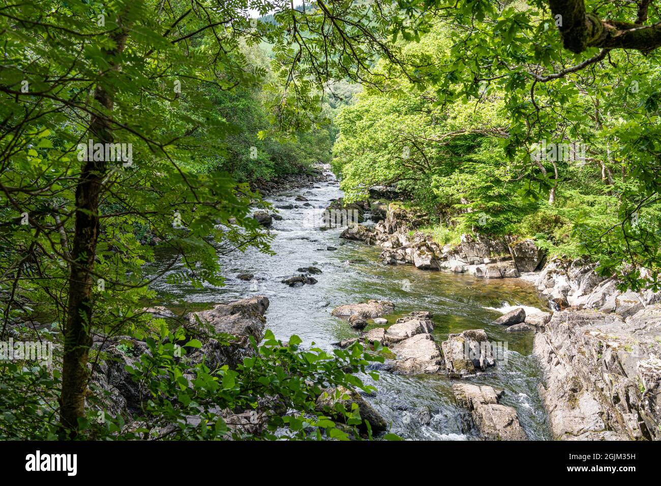 Fiume Garbh Uisge a nord ovest di Callander, Stirling, Scozia Foto Stock