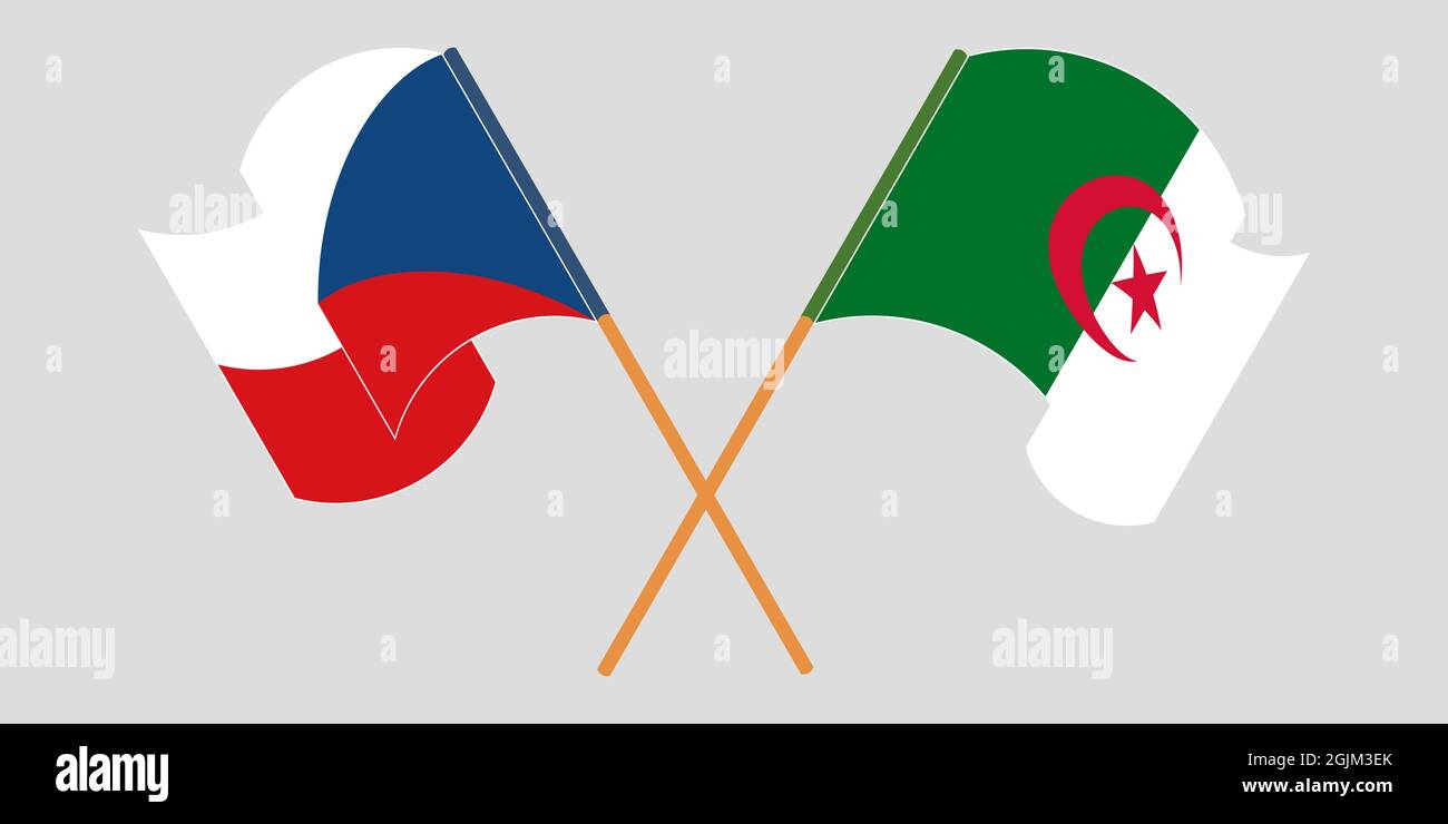 Bandiere incrociate di Algeria e Repubblica ceca Illustrazione Vettoriale