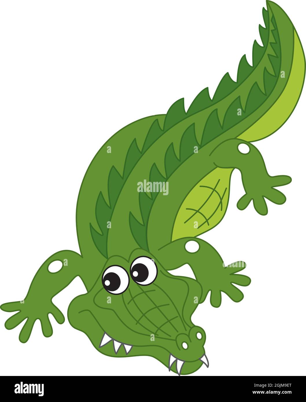Carino cartoon coccodrillo strisciante. Coccodrillo vettoriale Illustrazione Vettoriale