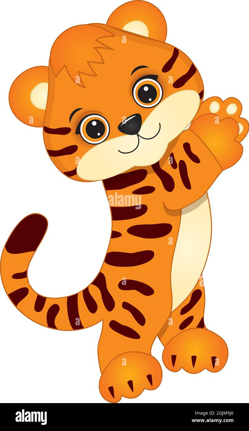 Carino Cartoon Baby Tiger. Vettore Tiger Illustrazione Vettoriale