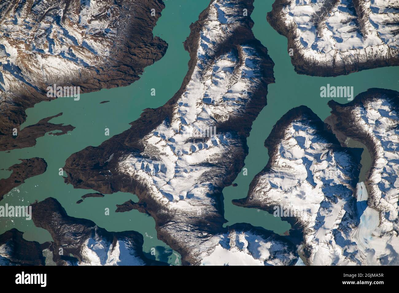 GHIACCIAIO DI AMEGHINO, Patagonia, Argentina. Fotografato nel 2019. Una versione ottimizzata e potenziata digitalmente di un'immagine NASA / credito NASA Foto Stock