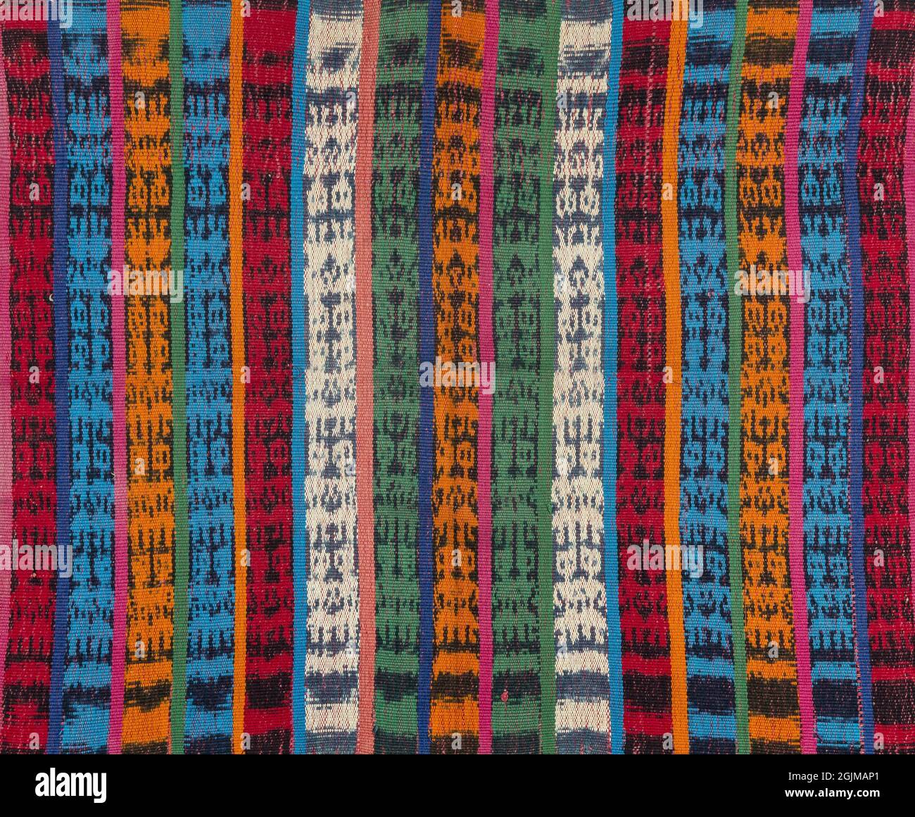 Particolare di tessuti decorati con ikat di San Bernardino, dept Suchitepéquez, Guatemala Foto Stock