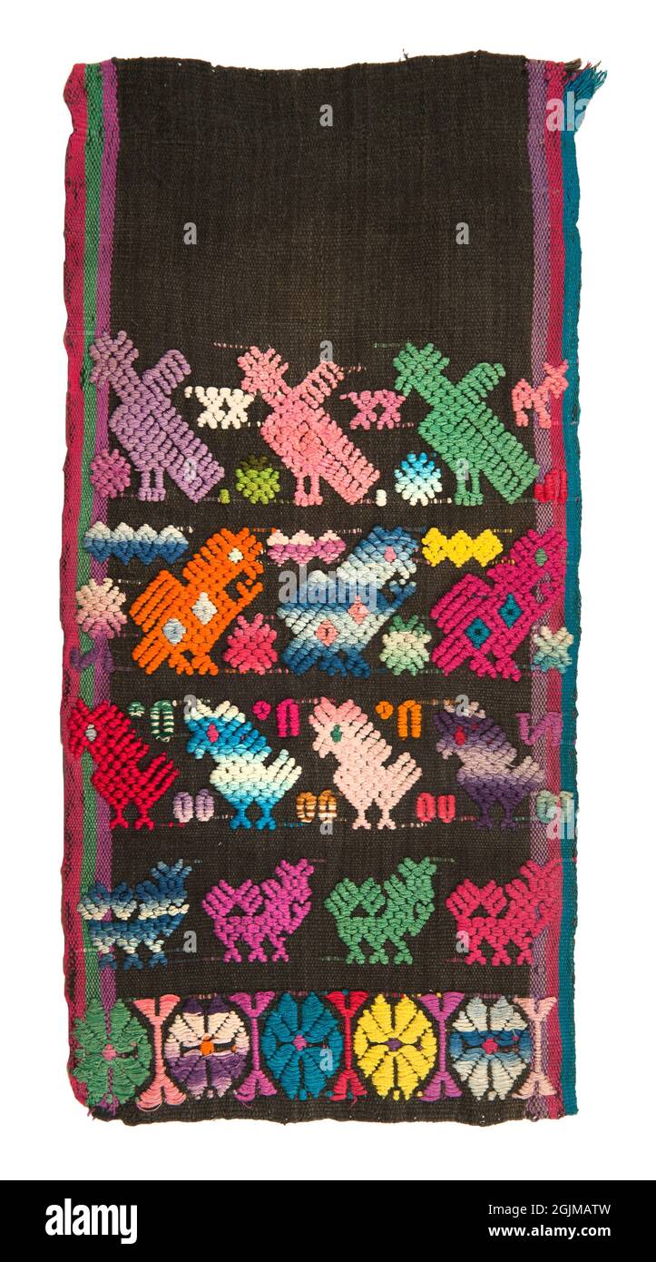 Tessuto intrecciato broccato usato per rotolare in un cappello da bambino, da Chuarrancho, Guatemala. Costume contemporaneo Maya guatemalteco. Foto Stock