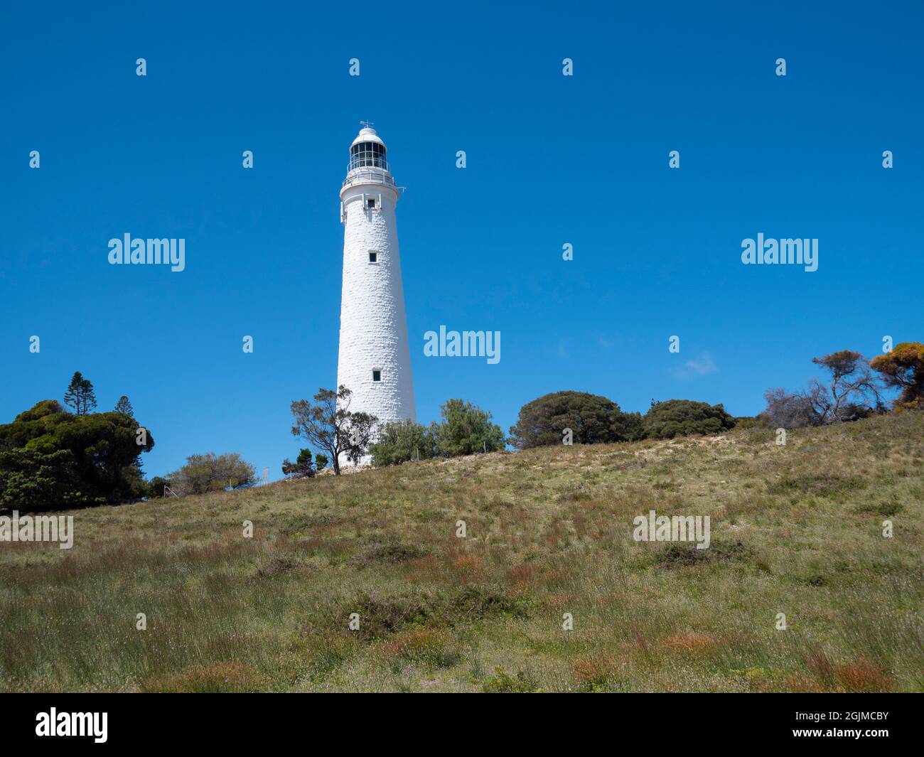 Faro di Wadjemup (noto anche come Rottnest Island Light Station) sull'isola di Rottnest. Foto Stock