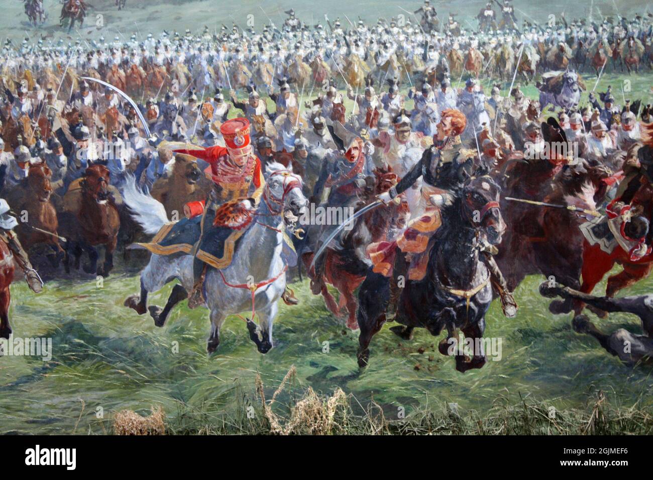 Marshal Ney guidò l'incarico nella battaglia di Waterloo nel 1815, dove la Grande Armée di Napoleone fu per poco sconfitta dagli eserciti combinati di Wellington e Blücher Foto Stock