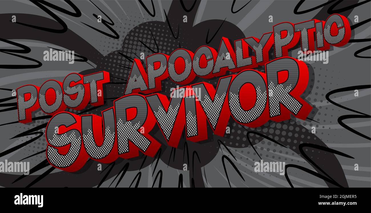 Post Apocalyptic Survivor. Testo in stile fumetto, tipografia di fumetti retrò, illustrazione vettoriale di arte pop. Illustrazione Vettoriale