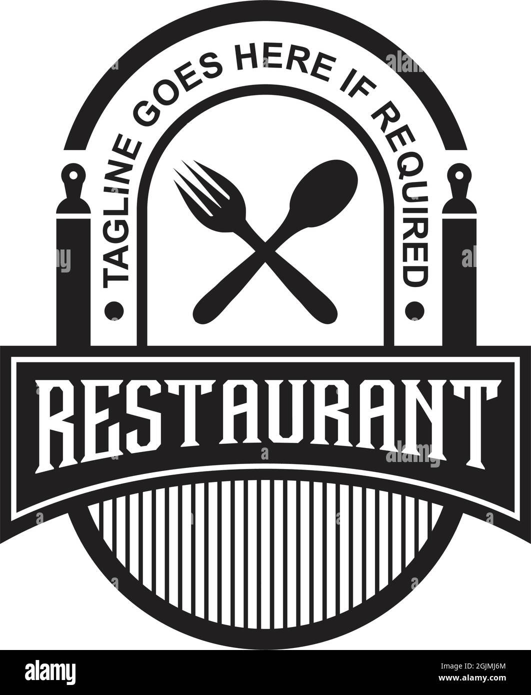 Modello vettoriale di ispirazione per il design del logo del ristorante Illustrazione Vettoriale
