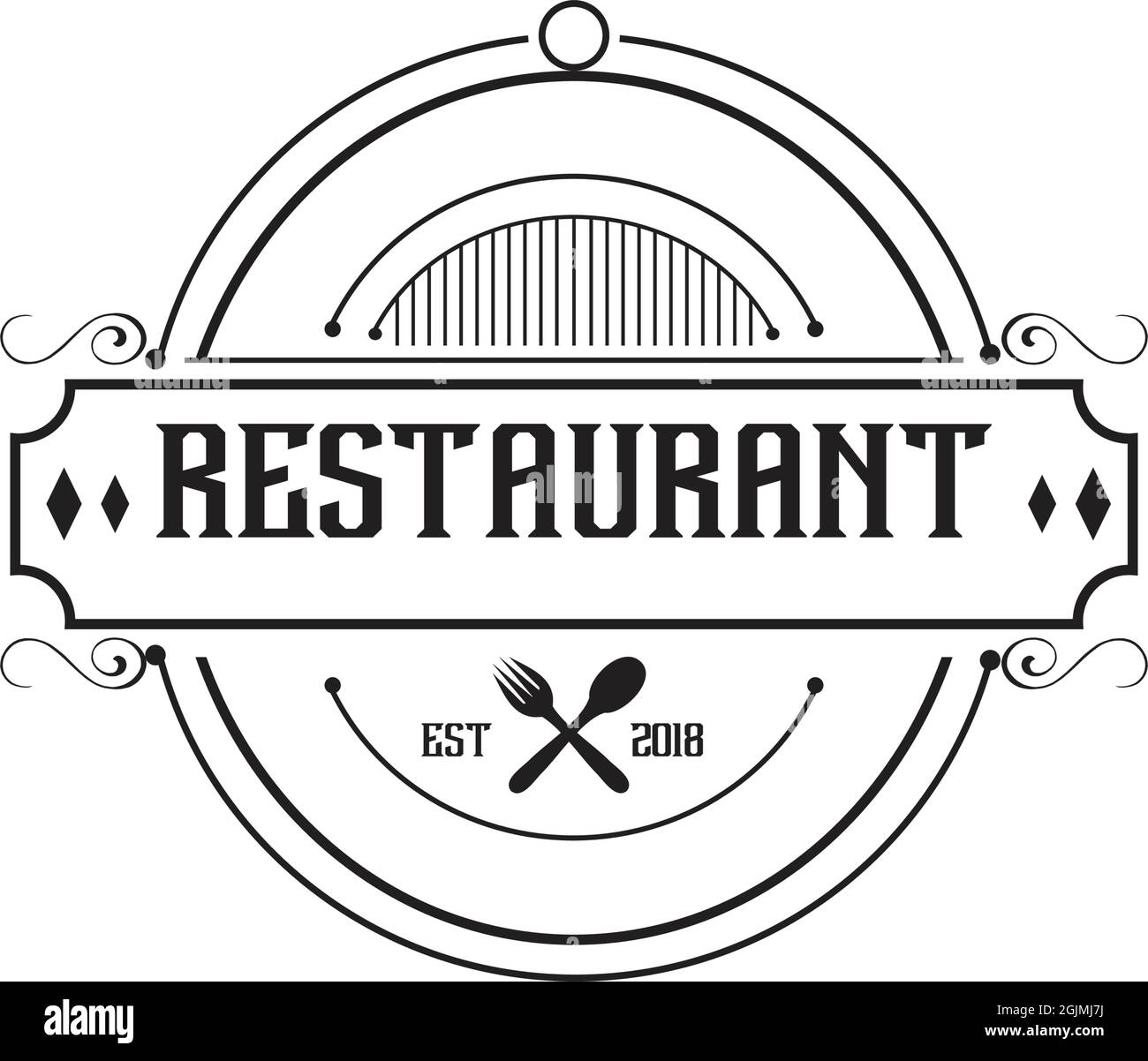 Modello vettoriale di ispirazione per il design del logo del ristorante Illustrazione Vettoriale